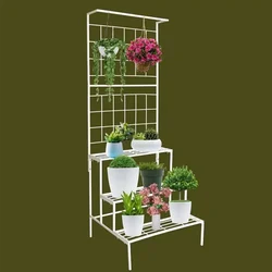 Ecofynd White Metal Large Plant Stand for Indoor and Outdoor for Decoration for Multi Plants, Big Rack for Home