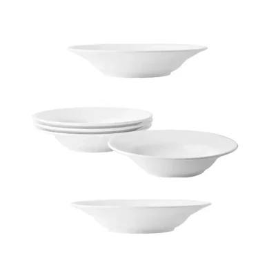 White Melamine Rim Soup/ Pasta Plate, 9 inch Dish, 6-Pieces for Restaurant, Catering & Outdoor Dining