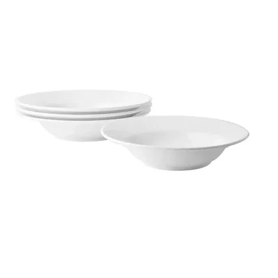 White Melamine Rim Soup/ Pasta Plate, 9 inch Dish, 4-Pieces for Restaurant, Catering & Outdoor Dining