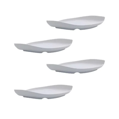 White Melamine Rim Twist Platter, 11.5 inch Size, 4-Pieces for Restaurant, Catering & Outdoor Dining
