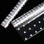 Pack of 2 White Polka Dot Cellophane Roll 20m x 70cm Waterproof Gift Wrap + 3 Bows