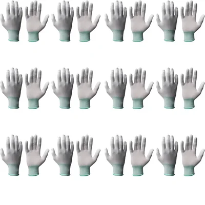 Delight Pack of 12 MPUT14-W White PU Top Gloves(Size-Small)