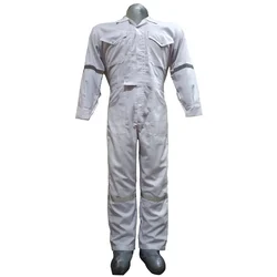 SSBENGALY White Terry Cotton Men Coverall Boiler Suit, Full Sleeve Safety Uniform With Reflectors (Size : XXL)