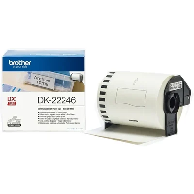 Brothers DK-22246 Wide Direct Thermal Shipping Label Roll, 103mm x 30.48m Custom Cut Adhesive Paper
