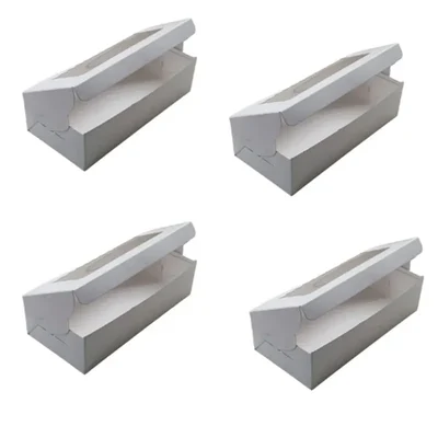 100 Pcs, 6x3x2 Inch 320 GSM Window Brownie Box for 2 Brownies|| Ideal for Twin Brownies, Sliced Cakes, Bakery Takeaway