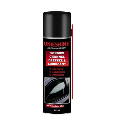 UNIESHINE Window Channel Dresser and Lubricant Spray 500 ml for Car Doors Sunroofs Rubber Seals and Weather Strips