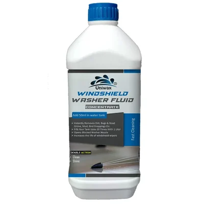 Uniwax 1L Windshield Washer Fluid Concentrate to Remove Dirt, Bugs & Road Grime, Mud, Bird Droppings