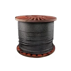 Premium Quality 6 x 19 mm Ungalvanized Fibre Main Core (FMC) Mild Steel Wire Rope , Grade-MS 1770(Size-8 mm,Wire Rope Length-50 Meter)