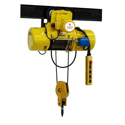 Boltz 5 Ton CD1 3 Phase Electric Wire Rope Hoist, 9 meters & 16 mm Wire Rope With Electric Trolley for Industrial Use