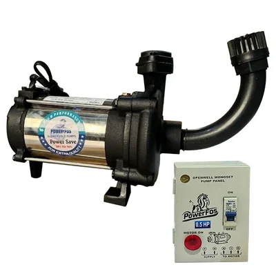 PowerFos 0.5 HP Single Phase Mini Openwell Submersible Pump With Control Panel, 50ft Head - 1 Year Warranty