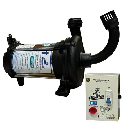 PowerFos 1 HP Single Phase Mini Openwell Submersible Pump With Control Panel, 80ft Head - 1 Year Warranty