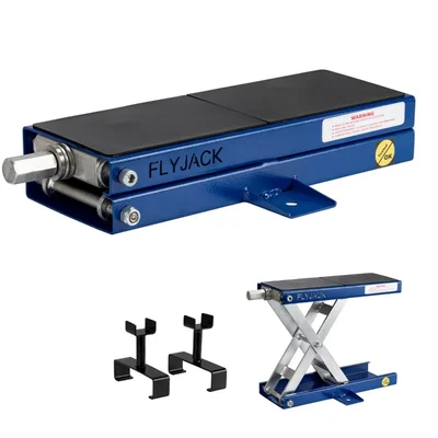 Flyjack 1300 Lbs Heavy Duty Motorcycle Center Scissor Jack Wobble Free Wide Deck