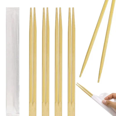 DEERA 100 Pcs, 8 Inch Natural Wooden Chopstick with Individual Paper Packaging