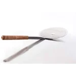 Mira Steel Pack of 3 SS Jhara with 7 inch Dia and Wooden Handle