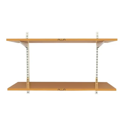 Alija 24 x 35 x 11 Inch 2 Wooden Shelves Slotted Channel & Adjustable Multipurpose Rack With Accessories