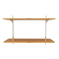 Alija 24 x 35 x 11 Inch 2 Wooden Shelves Slotted Channel & Adjustable Multipurpose Rack With Accessories