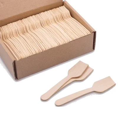 200 Pcs, 3.8 Inch Disposable Wooden Mini Taster for Ice Cream, Pastry, Cakes 