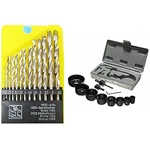 Heavy Duty 11 Pcs Wood Hole Saw Set & 13 Pcs HSS Drill Bit Set Combo For Wood Working, DIY Purpose