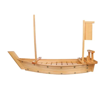 80cm Extra Large Solid Wood Japanese Sushi Boat Plate Serving Tray for Grand Buffet Fruit Display and Commercial Use