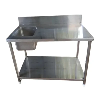 48x24X36 inch Working Table with Sink, Backsplash and Under Shelf for Kitchen, Hotel, Hospital