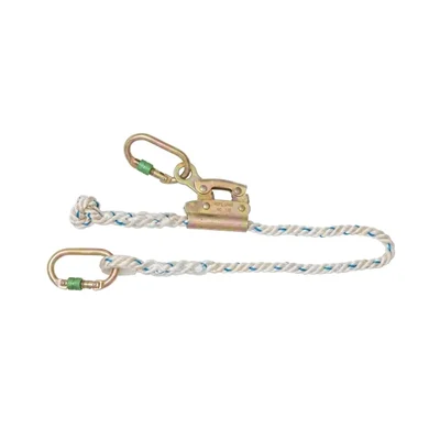 ABRIGO AB-142 Work Positioning Webbing Lanyard, 14mm Polyester Webbing with Rope Grab Adjuster and 2 Karabiners, 2 Meter