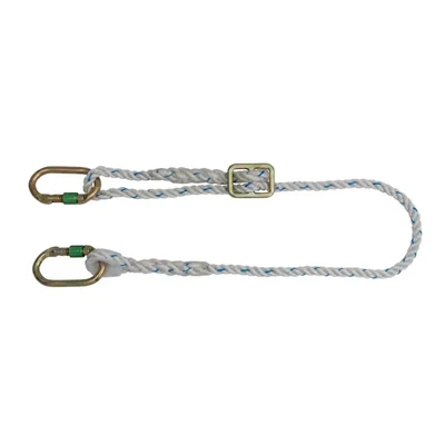 ABRIGO AB-422 Work Positioning Lanyard, 12mm Polyamide Twisted Rope with Manual Ring Adjuster & Dual Steel Karabiners, 2 Meter