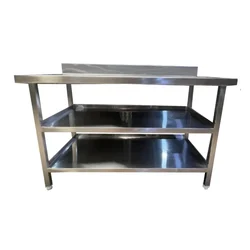 Stainless Steel 48x24 Inch (4ftx2ft)+6 Inch Work Table  Backsplash With 2 Undershelves