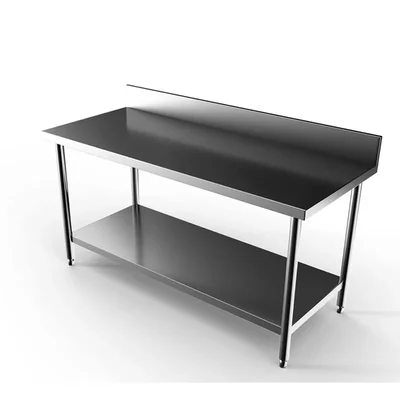Aayas International SS 44x24x34 Inches Work Table with Under Shelf and Backsplash for Home, Restaurant, and Kitchen Use