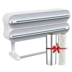Enem 3 in 1 Cling Wrap Dispenser with Cutter, Free 2-in-1 Aluminium Foil And Butter Paper Roll, With 1 Year Warranty