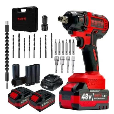 RUTH 48V 4-In-1 Cordless BL Impact Wrench/Driver Drill With Battery, Charger & Accessories, Max. Torque 450 Nm (RTCIWK 1)