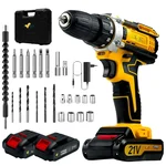 XLNT 10 mm 21V Cordless F/R Function, Variable Speed Drill With Battery, Charger & Accessories, 0-350 RPM/0-1350 RPM (XTCDS-127)