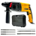 XLNT 26mm 1500 Watt 3-In-1 Function Heavy Duty Rotary Hammer With Drill Bits & Chisel, 0-1100 RPM (XTRH 110(2-26)