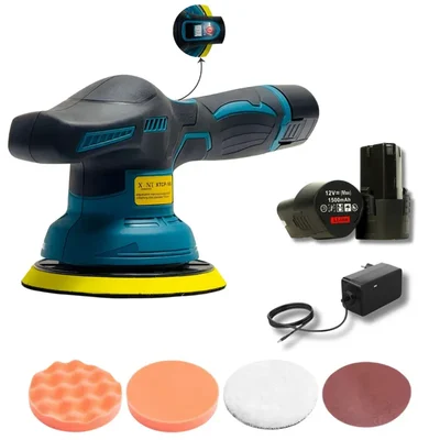 XLNT 145mm (5.7") 12V Cordless 7 Adjustable Speed Settings Car Polisher Machine With Battery-Charger & Accessories, 2500-5000 RPM (XTCP 185)