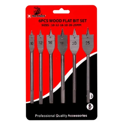 Xtra Power 6 Pcs 10, 12, 16, 18, 20, 25 mm Flat Wood Bit Set - Pack Of 2