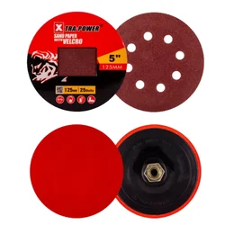 Xtra Power 125mm(5") M10 Velcro Backing Pad With 10 Pcs Sand Paper For Sanding, Polishing & Removing