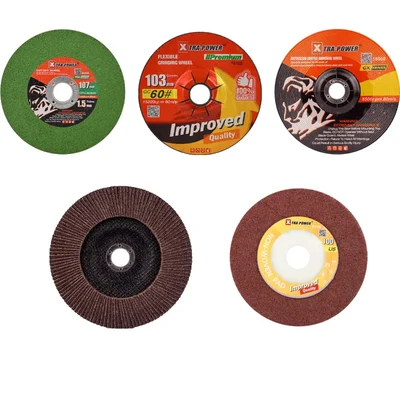 Xtra Power 5 Pcs 4 Inch (100mm) Wheel Combo For Metal, Steel Cutting, Grinding, Polishing & Finishing