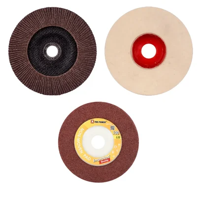 Xtra Power 100mm (4") Flap Disc, Felt Buffing Pad & Non-Woven Pad Combo For Grinding, Sanding, Polishing, Cleaning & Finishing