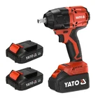 YATO 1/2" 18V Cordless Impact Wrench with Two Batteries, 2350 RPM (YT-8277935)
