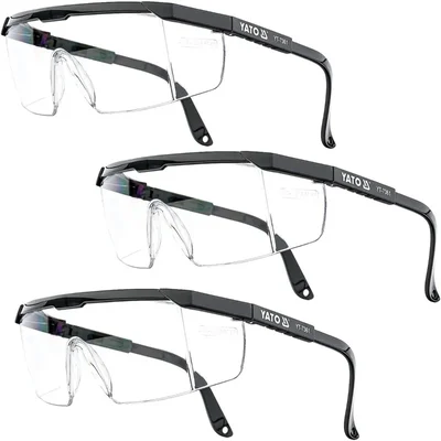 YATO (YT-7361) Pack of 3 Safety Goggles - Clear, ‎Polycarbonate, ‎Anti Fog For Safety Purposes
