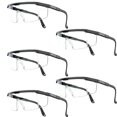 YATO (YT-7361) Pack of 5 Safety Goggles - Clear, ‎Polycarbonate, ‎Anti Fog For Safety Purposes
