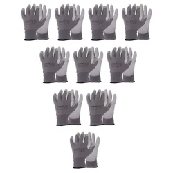 Yato (YT-7472) 10 Pair Safety Gloves - Grey Polyurethane, Nylon Liner, Cut Resistant for Industrial Work