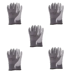 Yato (YT-7472) 5 Pair Safety Gloves - Grey Polyurethane, Nylon Liner, Cut Resistant for Industrial Work