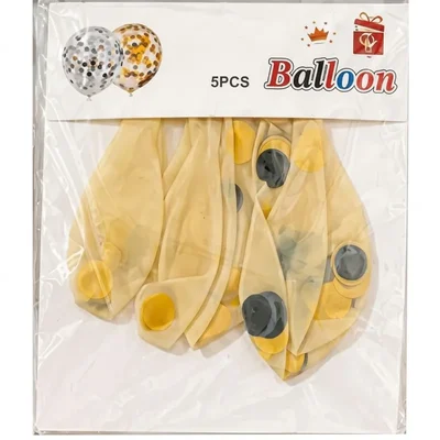 Pack of 10, 20, 30, 40, 50 Yellow & Black Dotted Confetti Balloons Pack 5 Pcs/pack Party Decoration Anniversary Birthday(Pack-10 pcs)