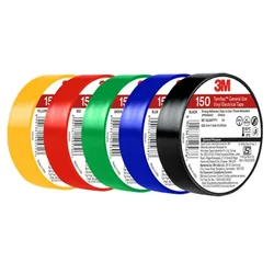 3M Templfex 150 Vinyl Electrical Tape Pack of 30, 60, 90 For General Use, Multicolor (Size 6 m x 1.8 cm x 0.013 cm)(Pack-30 pcs,Color-Black)