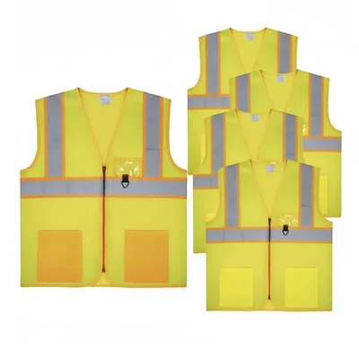 Payuh Executive Pro 120 GSM 2" Safety Jacket with Zipper - Yellow(Pack-1 Pcs )