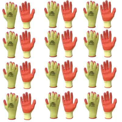Delight 12 Pair Large Size Yellow Cotton Orange Latex Coated Gloves (MLPN53-YO)