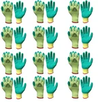 Delight 12 Pair Yellow Cotton Green Latex Coated Gloves (MLPN54-YG)