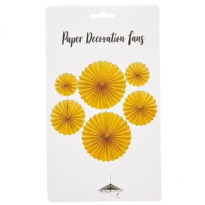 Yellow Colour set of 6 Pcs Colourful Foldable Hanging Paper Decoration Fans for Party Background Backdrop Decor(Pack-100)