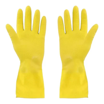 Yellow Rubber Cleaning Gloves Reusable Chemical Resistant For Household & Industrial Use(Pack-1 pair)