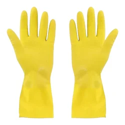 Yellow Rubber Cleaning Gloves Reusable Chemical Resistant For Household & Industrial Use(Pack-1 pair)